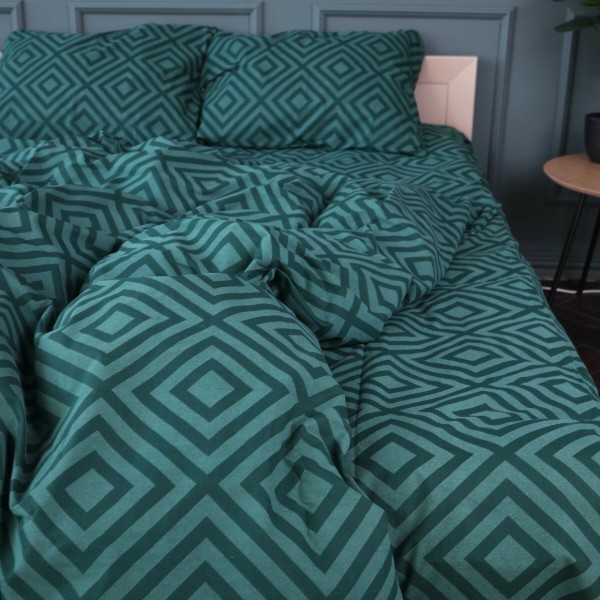 Фото - Комплект постельного белья MirSon Ranforce Elite 17-0622 Geometry Emerald 200х220 см (2200008197513)